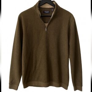Roundtree & Yorke Brown Mens Quarter Zip Sweater Sz Med